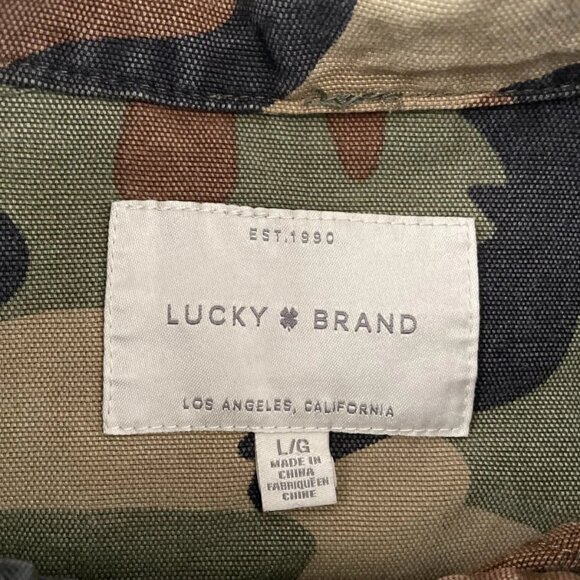 Lucky Brand Womens Green 3/4 Sleeve Regular Fit Camo Army Jacket Size Large - Picture 3 of 9